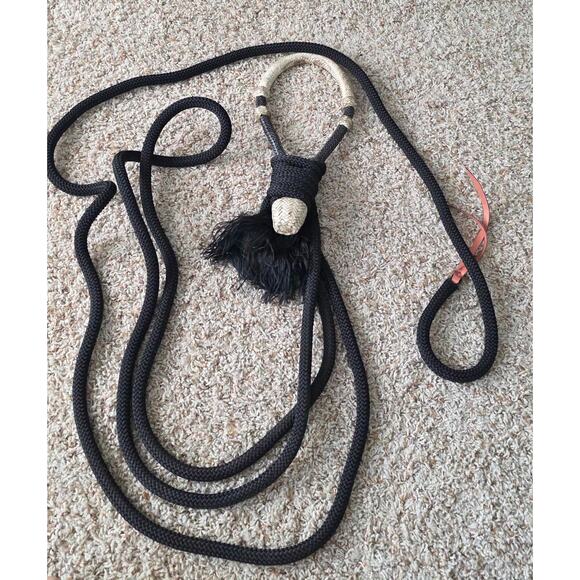 Black horse bosal with loop rein and 9' lead with popper *No bridle/hanger - Picture 1 of 2